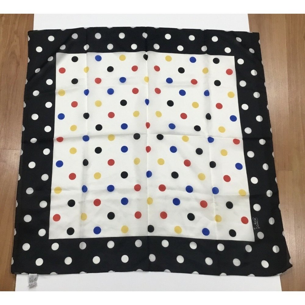 Vintage Sarah Coventry Scarf Multi-Colored Polka Dots 30x30 Made in Italy